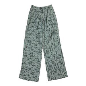 Amber Sakai Wide Leg Pants 6 Long Green Lightweight Linen Relaxed